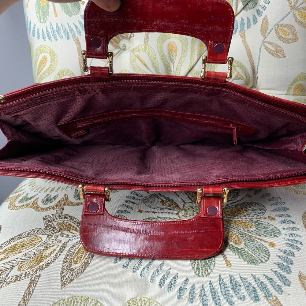 Vintage Eel Skin Red Briefcase Portfolio Bag - Picture 5 of 6